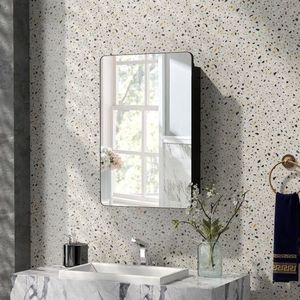 Armadietto a Specchio Multifunzionale per Bagno 20x30 Pollici con Ripiani Regolabili, Cornice in Alluminio, Specchio Rettangolare in Vetro - Product Image 1