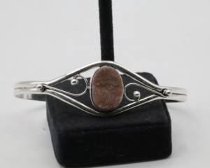 Bracelets manchette Druzy en argent allemand, bracelet manchette ouvert réglable en pierre Druzy, bijoux fantaisie en pierres précieuses pour femme - Product Image 1