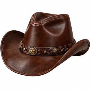 Sombrero Vaquero de Gamuza Marrón Personalizado para Hombre, Sombrero Vaquero Occidental Vintage con Banda Decorativa, Suministro de Fabricante al por Mayor - Product Image 3
