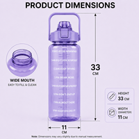 Bouteille d'eau de 2000 ml avec marqueur de temps et paille, rappel d'hydratation motivant, anti-fuite, sans BPA, écologique, design classique pour le camping