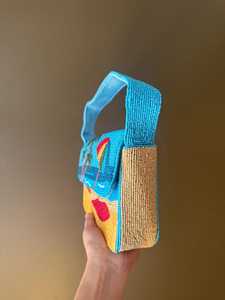 Beaded Beach Scene Handbag – Summer Coastal Purse with Palm <b>Trees</b> & Umbrella Design - Product Image 3