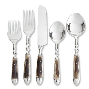 Ensemble de couverts en acier inoxydable, ensemble de couverts classiques pour la salle à manger, fourchette, couteau, cuillère en métal, manche en os, vaisselle artisanale de haute qualité - Product Image 1