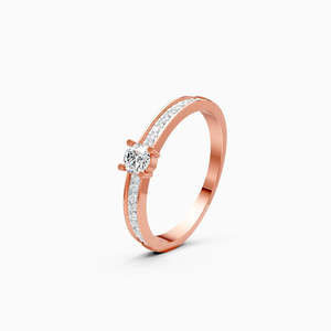 Bague minimaliste en diamant cultivé en laboratoire éthique 0,29 ct en or jaune, blanc et rose 9 carats - Product Image 1