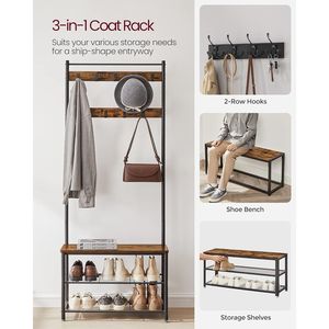 Meuble d'entrée avec banc de rangement pour chaussures, structure en acier, organisateur d'entrée 12,6 x 27,6 x 68,9 pouces - Product Image 2