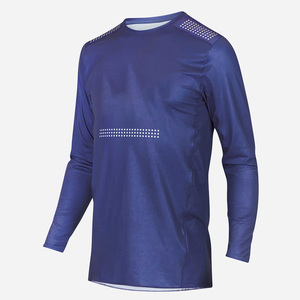 Maillot de motocross à manches longues pour homme, bleu, polyester à séchage rapide, chemise de course tout-terrain, manches longues, design imprimé - Product Image 1