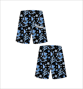 Pantalones Cortos de Baloncesto Negros Personalizados con Estampado Floral Azul y Blanco, Ligeros, Transpirables, de Malla, para Entrenamiento Deportivo y Ropa Urbana - Product Image 1