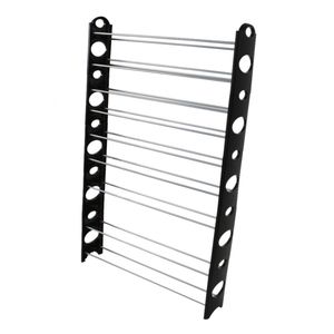 Scarpiera a 10 livelli regolabile in acciaio e plastica, nera e argento, capacità 50 paia, design semplice, organizer per la casa - Product Image 1