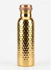 Botella de Agua de Cobre con Textura Martillada, Portátil, para Viajes, Diseño Moderno - Product Image 1