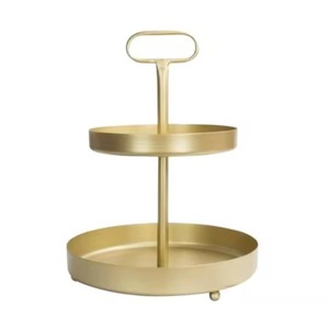 Luxurious Crafted Round Gold Cake Stand with Crystal Drips Handmade Decorative Pedestal - Product Image 3