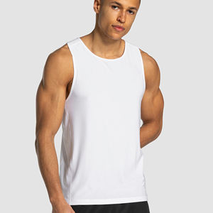Men's <b>White</b> Solid Color Knitted O-Neck <b>Tank</b> <b>Top</b> Casual Wear Breathable Polyester Garment Dyed Hand Embroidery Front Logo - Product Image 6