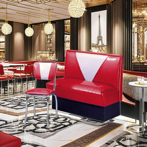 Canapé de restaurant de luxe moderne, style diner vintage, en bois massif, revêtement en velours, design incurvé, pour hôtels et salles de sport - Product Image 3