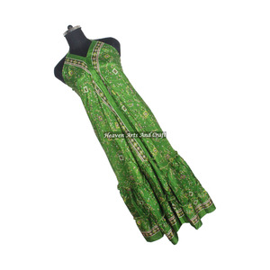 New Bohemian Women's Boho <b>Vintage</b> Silk Saree Dress Bohemian Style Sleeveless Long Traditional Dress Simple Dress Ladies Elegant - Product Image 6