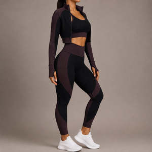 Wholesale Women Solid Front Drawstring Sportswear Gym Fitness 3-Piece Running Push-Up Bra Flare High Waist <b>Pants</b> Activewear Set - Product Image 4