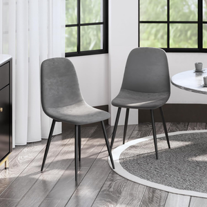 Silla de Comedor Moderna de Terciopelo con Patas de Metal Negro, Silla Lateral Tapizada sin Brazos para Comedor, Cocina, Cafetería y Restaurante - Product Image 5