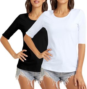 Crew Neck Female Basic Neckline Tee Lightweight Everyday Fashion Apparel Cotton - Product Image 1