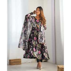 Vestido Anarkali con Dupatta, vestido de fiesta de color rosa oscuro, talla XS - Product Image 4