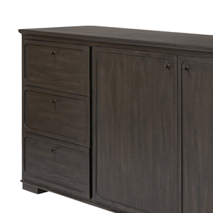 ตู้ไซด์บอร์ดไม้เนื้อแข็งพร้อมช่องเก็บของแบบสองบานและลิ้นชักด้านหน้าเรียบเนียนสำหรับจัดระเบียบห้องนั่งเล่นและห้องรับประทานอาหาร - Product Image 6