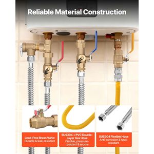 Valvole di isolamento e valvole limitatrici di pressione 600 WOG, kit di riparazione idraulica per acqua calda e fredda da 3/4 di pollice, kit di ricambi per scaldabagno - Product Image 3