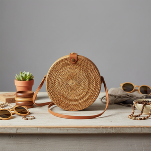 Wicker Handmade Rattan Crossbody <b>Bag</b> Unisex Lightweight Portable Casual Handbags Summer Beach <b>Boho</b> Style Natural Straw Vietnam - Product Image 5