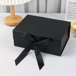 <b>Black</b> Rectangle Rigid Gift <b>Box</b> With Ribbon High-End Paper Packaging For Gift Craft - Product Image 1