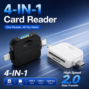 Lecteur de cartes USB 2.0 3 en 1, <span class=keywords><strong>adaptateur</strong></span> multi-cartes USB-C 8 broches TF/<span class=keywords><strong>SD</strong></span> OTG externe pour drone, ordinateur portable, appareil photo - Product Image 1
