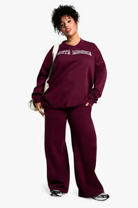 Premium Quality Burgundy Women's Plus Straight Leg Joggers Terry <b>Fleece</b> Soft Touch Sweatpants Women's Pants And <b>Trouser</b> - Product Image 3