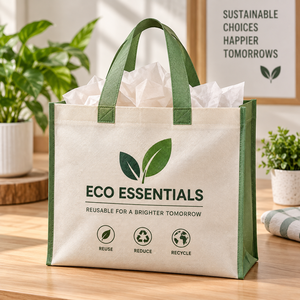 Green Living <b>Reusable</b> Nonwoven Tote <b>Bag</b> Hand Length Handle Eco Friendly <b>Shopping</b> <b>Bag</b> Multiple Colors Available - Product Image 5
