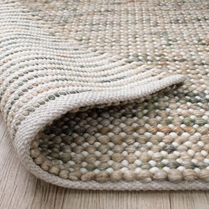Tapis texturé beige abstrait, tissé à la main, antidérapant, moderne, neutre, en laine/coton, aspect naturel, pour salon et chambre - Product Image 5