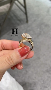High-End 5ct Pear Cut <b>Statement</b> <b>Ring</b> for Women 18K Gold Plated Multi-Layer Cross Band Wedding <b>Ring</b> Luxury Architectural Diamond - Product Image 5