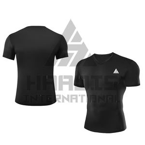 เสื้อคอมเพรสชั่นคอวีแขนยาวสำหรับผู้ชายสั่งทำพิเศษ 88% โพลีเอสเตอร์ 12% สแปนเด็กซ์ แห้งเร็ว ระบายอากาศดี ปิดด้วยเชือกผูก - Product Image 4