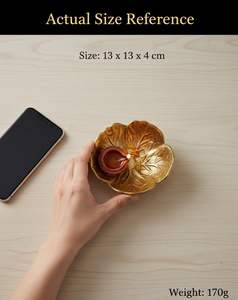 Petit bol décoratif en aluminium avec motif en feuille d'or pour la décoration de table à la maison, cadeau festif - Product Image 3