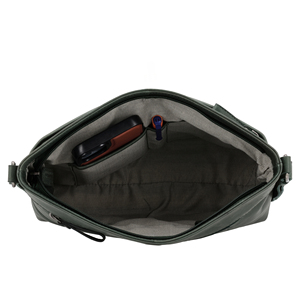 Bolso cruzado de piel sintética tejida para mujer, cierre de solapa clásico, portátil, para uso diario, color verde - Product Image 4