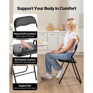 Set di 6 Sedie Pieghevoli con Telaio in Metallo Resistente e Cuscino Imbottito, Tavolo Portatile Pieghevole in Pelle, Design Durevole e Confortevole - Product Image 4