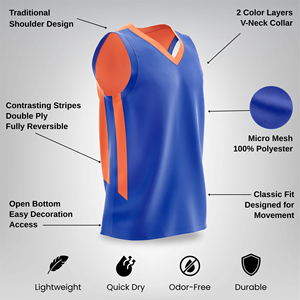 Maillot de basketball réversible en mesh pour entraînement, uniforme d'équipe de basketball, débardeur d'entraînement uni sans manches, double face, athlétique - Product Image 6