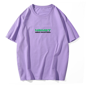 เสื้อยืดแขนสั้นสีดำสำหรับผู้ชายไนมัตพร้อมพิมพ์โลโก้สีเขียวทรงปกติเสื้อคอกลมผ้าฝ้ายเจอร์ซีย์ลำลอง - Product Image 4