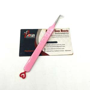 Pince à épiler professionnelle rose-rouge anti-magnétique et anti-statique de précision avec pointe en fibre, logo personnalisé, en acier inoxydable durable - Product Image 3