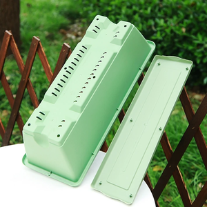 1 Set Balcony Plant Vegetable Flower <strong>Planter</strong> with Tray and Rack <strong>Plastic</strong> Outdoor Rectangular Hanging Long Flower Pot <strong>Trough</strong> - Product Image 6