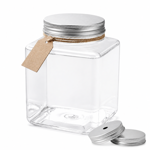 Envase Cuadrado de 500 ml V500-33 con Tapa de Rosca de Aluminio, Envase de Plástico PET de Grado Alimenticio, Duradero y Hermético para Bebidas y Jugos - Product Image 1
