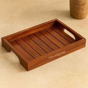 Plateau de service en bois massif artisanal de qualité supérieure, décoration rustique pour la cuisine et la maison, plateau de service alimentaire disponible au meilleur prix - Product Image 6