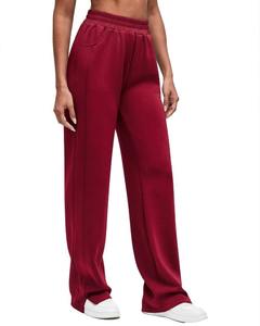 Custom Logo Women High Waisted Wide Leg Jogger <b>Pants</b> Baggy Pintuck Sweatpants Casual Fleece Straight Leg <b>Lounge</b> Trousers <b>Ladies</b> - Product Image 2