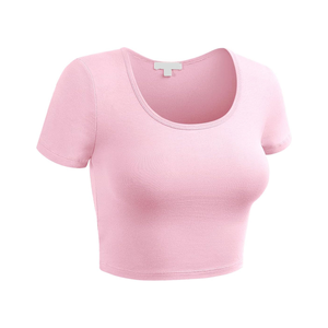 Custom Logo Women's <b>Crop</b> <b>Top</b> T Shirt Comfortable Short <b>Sleeve</b> T-Shirts Custom Sizes Summer Casual Wear - Product Image 5