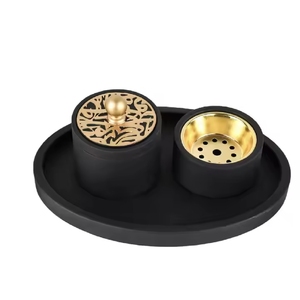 Modern Minimalist Incense Burner Wooden Style Bakhoor Burner Metal Cup Mubkhar Arabian <b>Oud</b> Aroma <b>Diffuser</b> Home Decor Mubkhar Set - Product Image 6