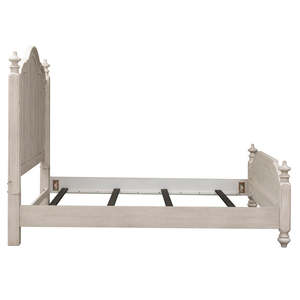 แผงไม้สีขาวโบราณพร้อมหัวเตียงโค้งและเสาแบบหมุน - Product Image 5