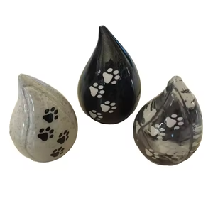 Pet Cremation Urn Teardrop Shape Black White Paw Print Design <b>Memorial</b> <b>Keepsake</b> for Pets Ashes Classic Design Tear Drop Urn - Product Image 1