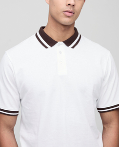 Polo de golf pour homme 100 % coton, poids lourd 180g, logo imprimé par transfert thermique, couleur unie, tricoté, séchage rapide, 2026 - Product Image 6