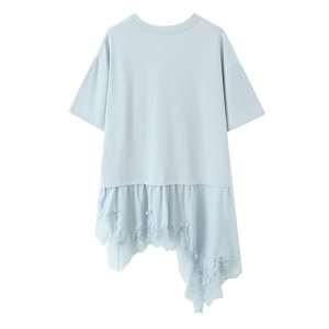 TAOP&ZA 2026 T-shirt da <span class=keywords><strong>donna</strong></span> alla moda, vestibilità ampia, nuova, con orlo asimmetrico patchwork, <span class=keywords><strong>maniche</strong></span> corte e girocollo 4813325 - Product Image 3