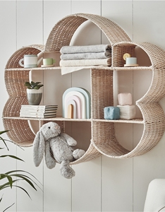 Handmade Boho Home <b>Decor</b> Flower Shape Rattan <b>Wall</b> Shelf Wicker Storage Organizer For <b>Nursery</b> <b>Decor</b> Kids Room Shelf - Product Image 5