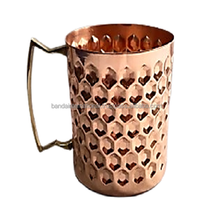 Taza de Cobre Puro Martillada con Diseño de Diamante, con Asa y Acabado Pulido, para Beber y Uso en la Cocina, Taza de Cobre a Prueba de Fugas - Product Image 2