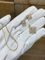 Juego de collar con colgante de réplica de diamante indio OEM con acabado en oro y circonita cúbica AAA, fabricante de joyería nupcial para bodas.