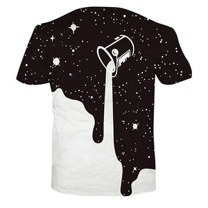 Men's Short Sleeve <b>T</b>-<b>Shirt</b> O-Neck Black <b>White</b> Galaxy Print Casual Jersey Fit Regular Length Sublimation Transfer Print - Product Image 5